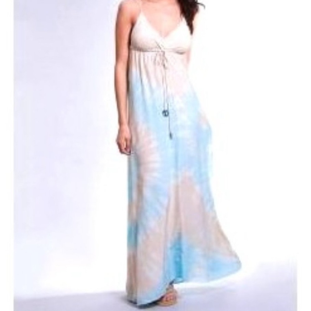 RARE GYPSY 05 Alex Silk Tie Dye Maxi Dress Tie-Dye Flowy Tie Bust Hippie Medium - Picture 7 of 10